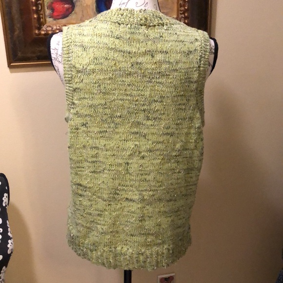 Duna Handloomed Bohemian statement button down tweed pull threads knit vest - Picture 3 of 11